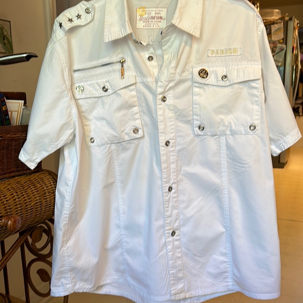 Parish Nation White Button Front/shirt Sleeve Shirt SZ 3XL